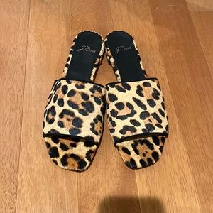 New J. Crew Ponyhair cheetah print slides